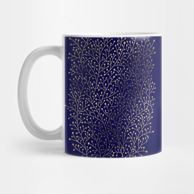 Berry Branches - Navy Gold by CatCoq